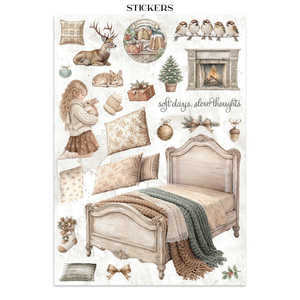 Stamperia White Christmas Junk Journal Stickers, Backgrounds, Cut-Outs by Cristina Radovan