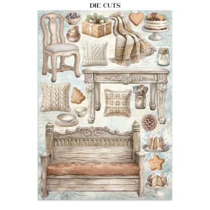 Stamperia White Christmas Junk Journal Stickers, Backgrounds, Cut-Outs by Cristina Radovan
