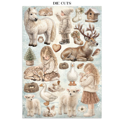 Stamperia White Christmas Junk Journal Stickers, Backgrounds, Cut-Outs by Cristina Radovan