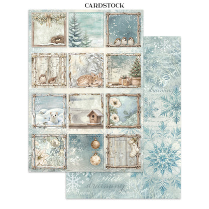 Stamperia White Christmas Junk Journal Stickers, Backgrounds, Cut-Outs by Cristina Radovan