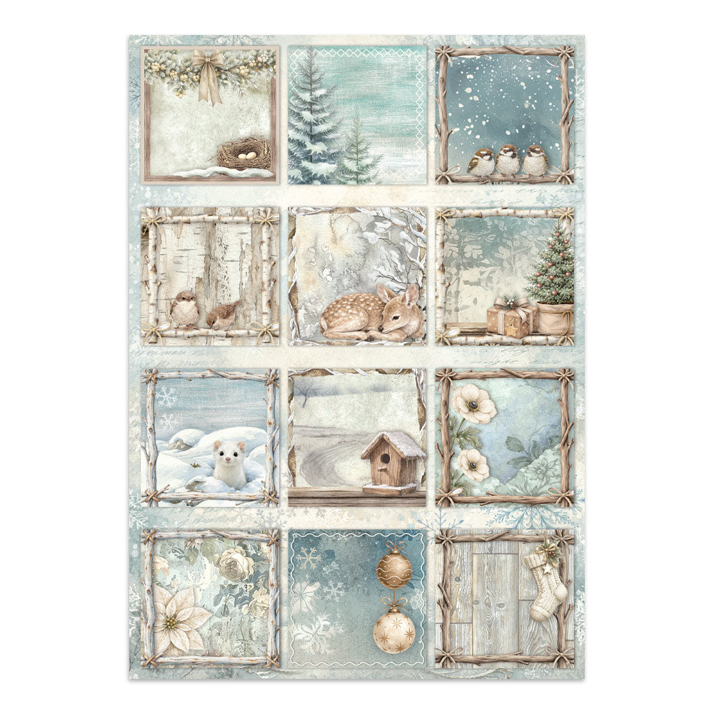 Stamperia White Christmas Junk Journal Stickers, Backgrounds, Cut-Outs by Cristina Radovan