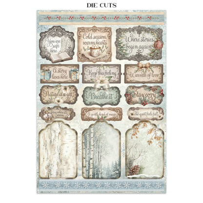 Stamperia White Christmas Junk Journal Stickers, Backgrounds, Cut-Outs by Cristina Radovan