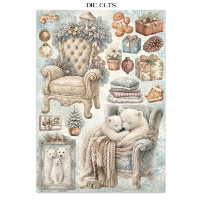 Stamperia White Christmas Junk Journal Stickers, Backgrounds, Cut-Outs by Cristina Radovan