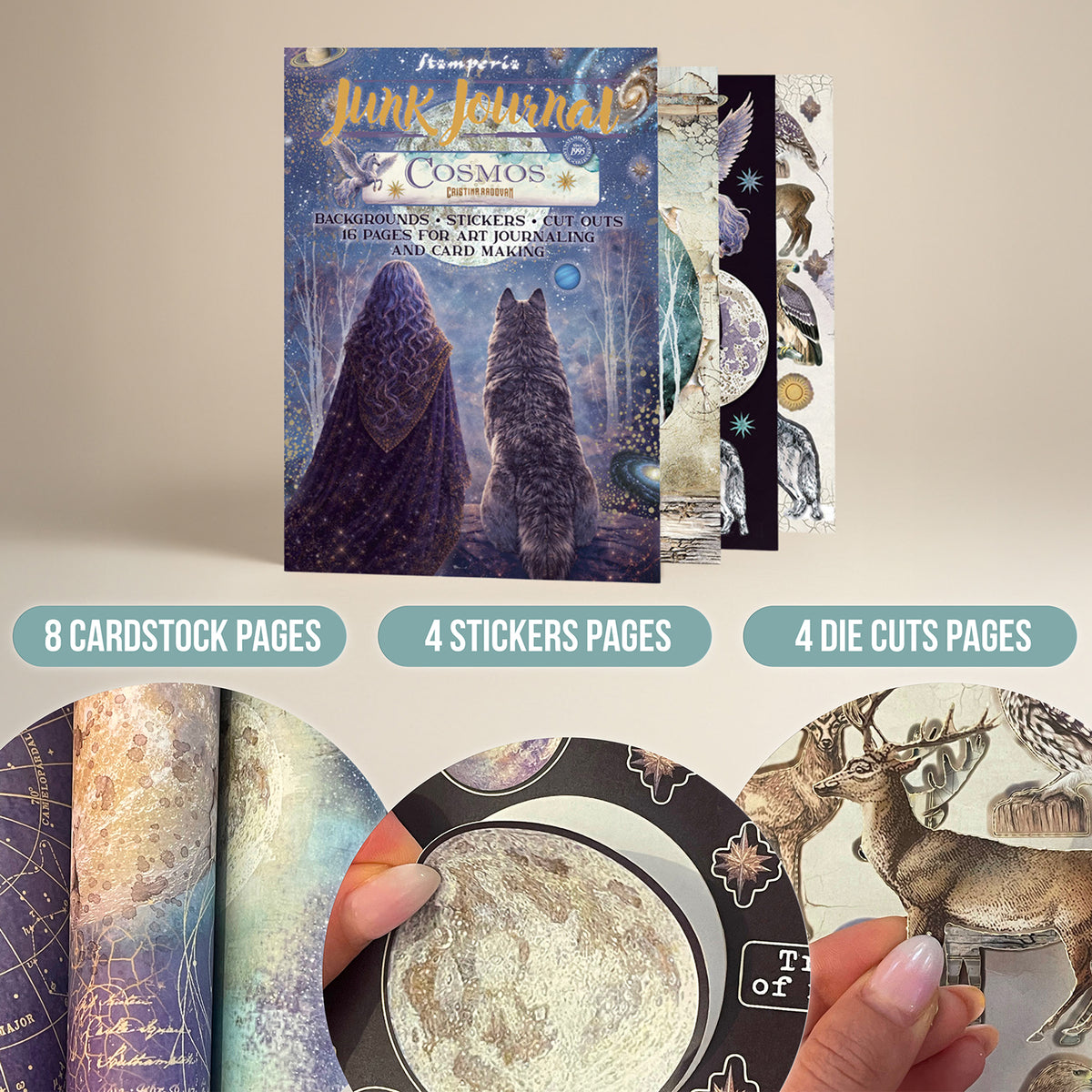 Stamperia Cosmos Junk Journal Stickers, Backgrounds, Cut-Outs by Cristina Radovan