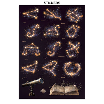 Stamperia Cosmos Junk Journal Stickers, Backgrounds, Cut-Outs by Cristina Radovan