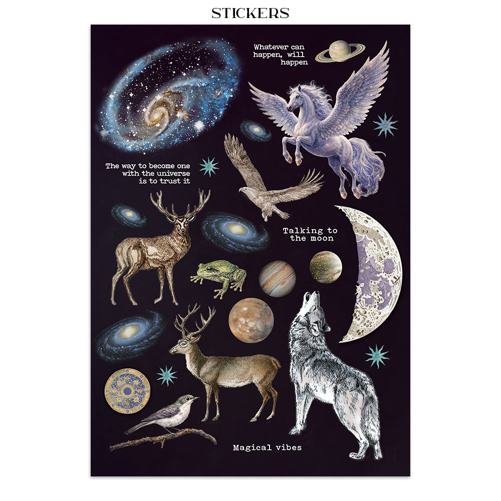Stamperia Cosmos Junk Journal Stickers, Backgrounds, Cut-Outs by Cristina Radovan