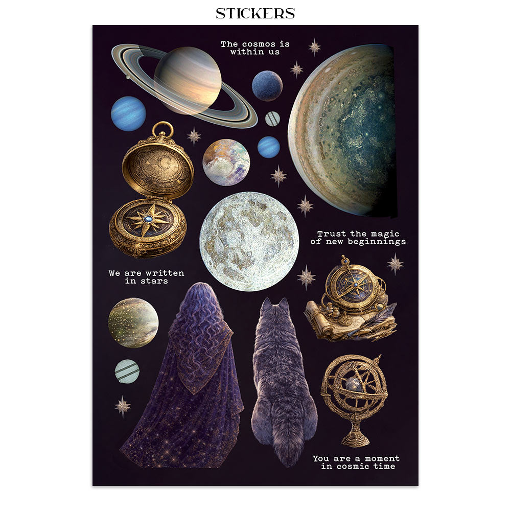 Stamperia Cosmos Junk Journal Stickers, Backgrounds, Cut-Outs by Cristina Radovan