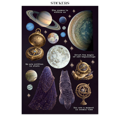 Stamperia Cosmos Junk Journal Stickers, Backgrounds, Cut-Outs by Cristina Radovan