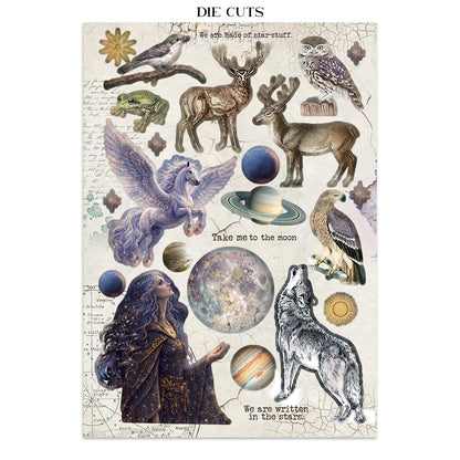 Stamperia Cosmos Junk Journal Stickers, Backgrounds, Cut-Outs by Cristina Radovan