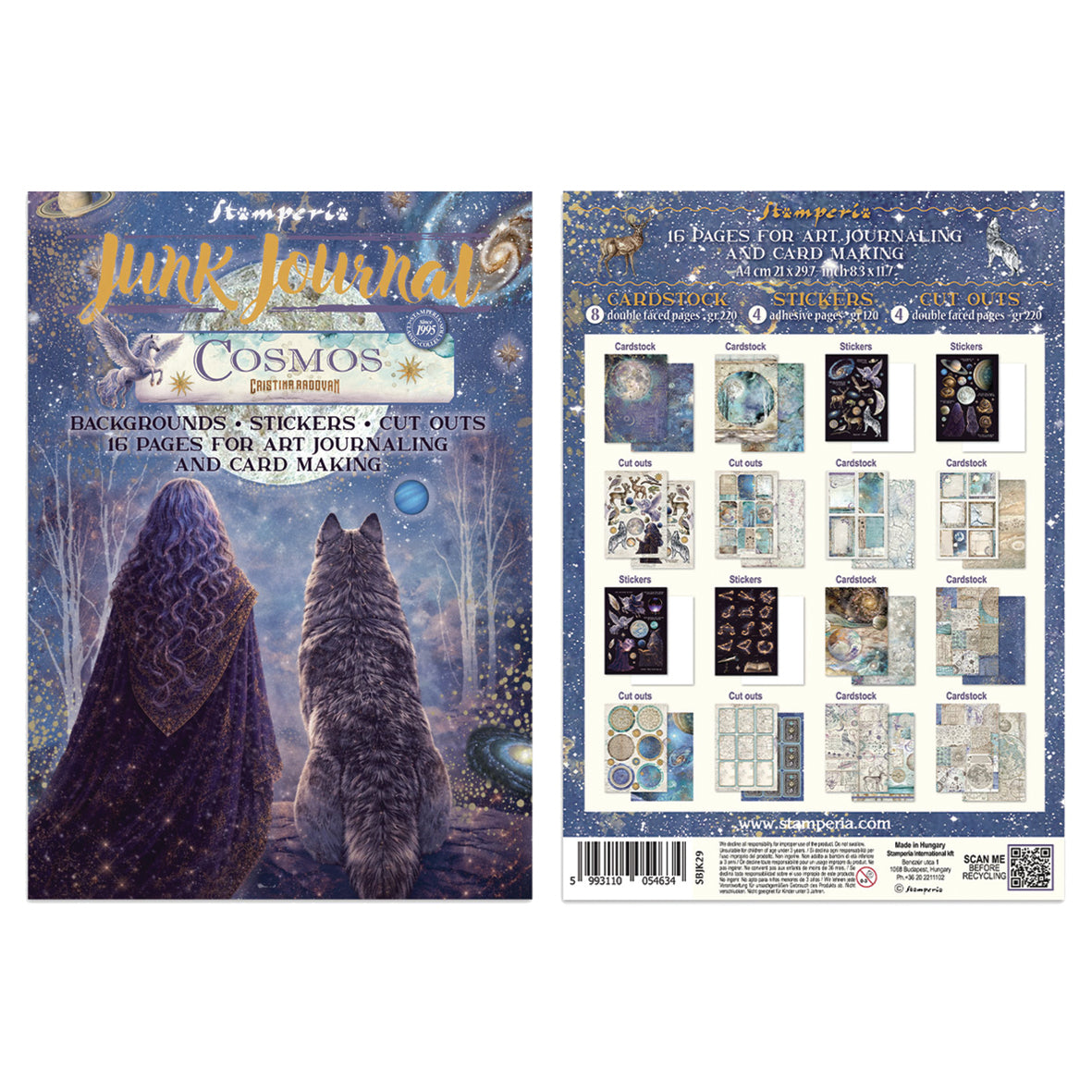 Stamperia Cosmos Junk Journal Stickers, Backgrounds, Cut-Outs by Cristina Radovan
