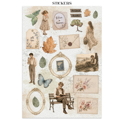 Stamperia Flowers and Poems Junk Journal Stickers, Backgrounds, Cut-Outs