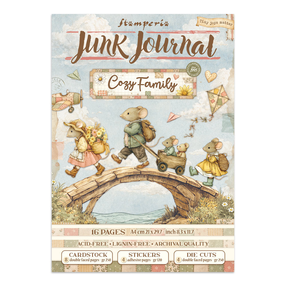 Stamperia CozyFamily Junk Journal Stickers, Backgrounds, Cut-Outs