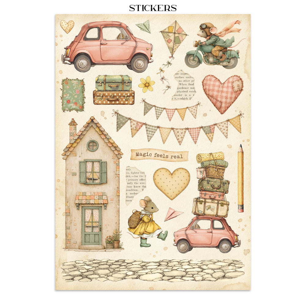 Stamperia CozyFamily Junk Journal Stickers, Backgrounds, Cut-Outs
