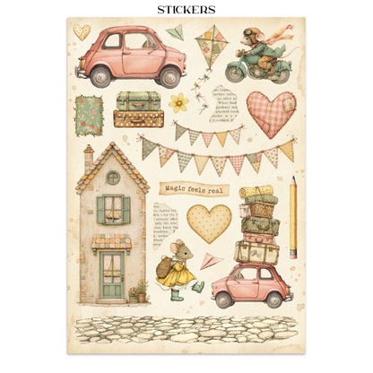 Stamperia CozyFamily Junk Journal Stickers, Backgrounds, Cut-Outs