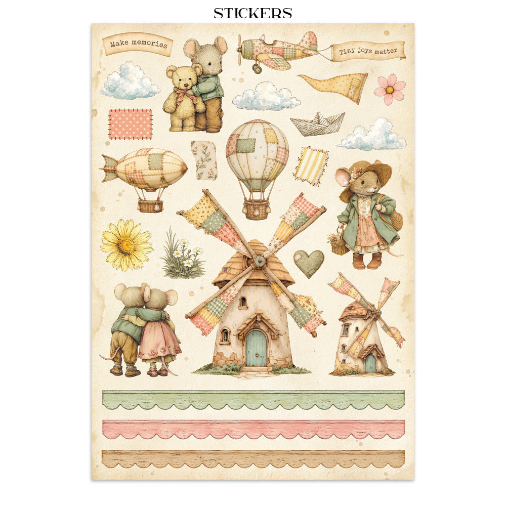 Stamperia CozyFamily Junk Journal Stickers, Backgrounds, Cut-Outs