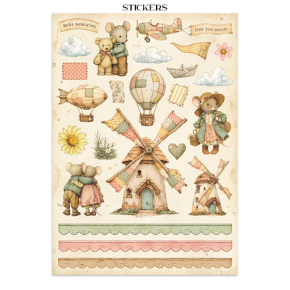 Stamperia CozyFamily Junk Journal Stickers, Backgrounds, Cut-Outs