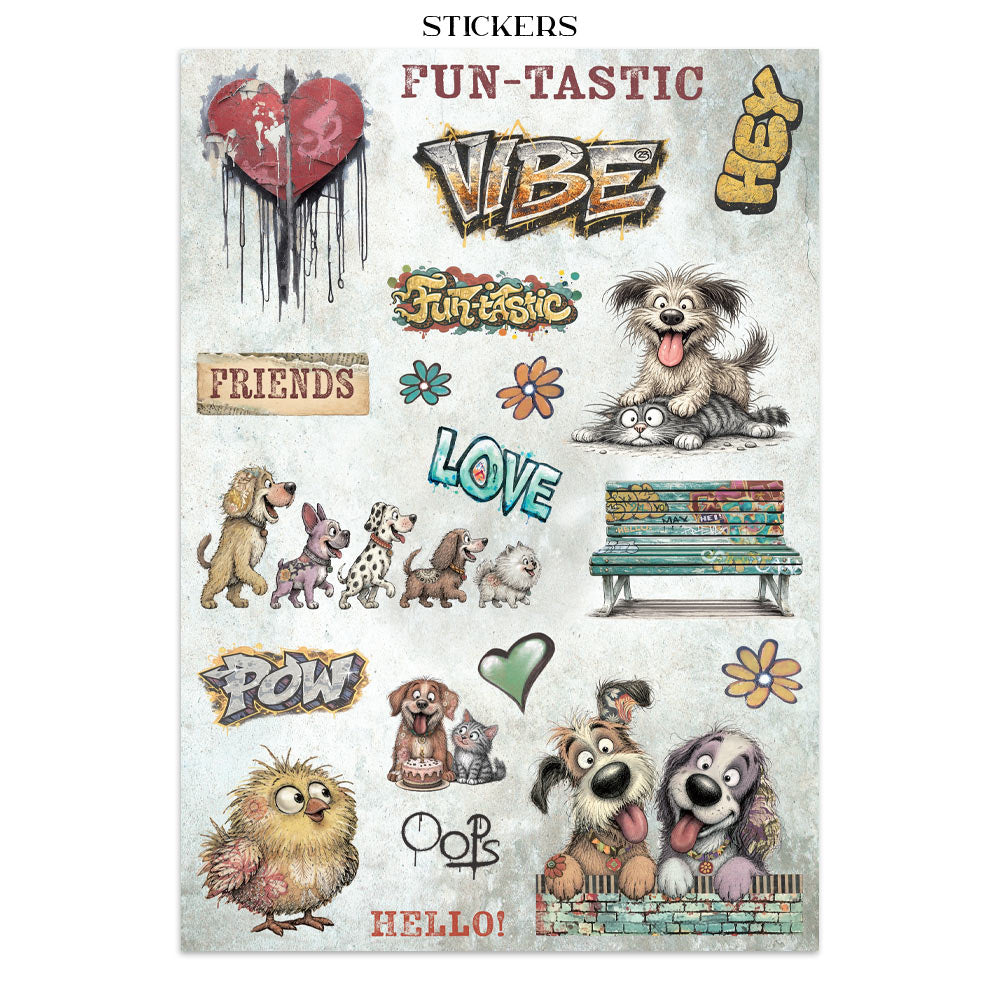 Stamperia Furry Friends 2 Junk Journal Stickers, Backgrounds, Cut-Outs by Antonis Tzanidakis