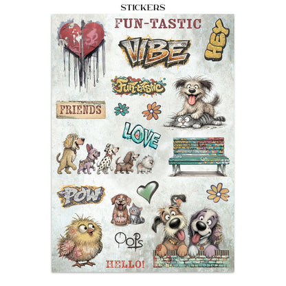 Stamperia Furry Friends 2 Junk Journal Stickers, Backgrounds, Cut-Outs by Antonis Tzanidakis