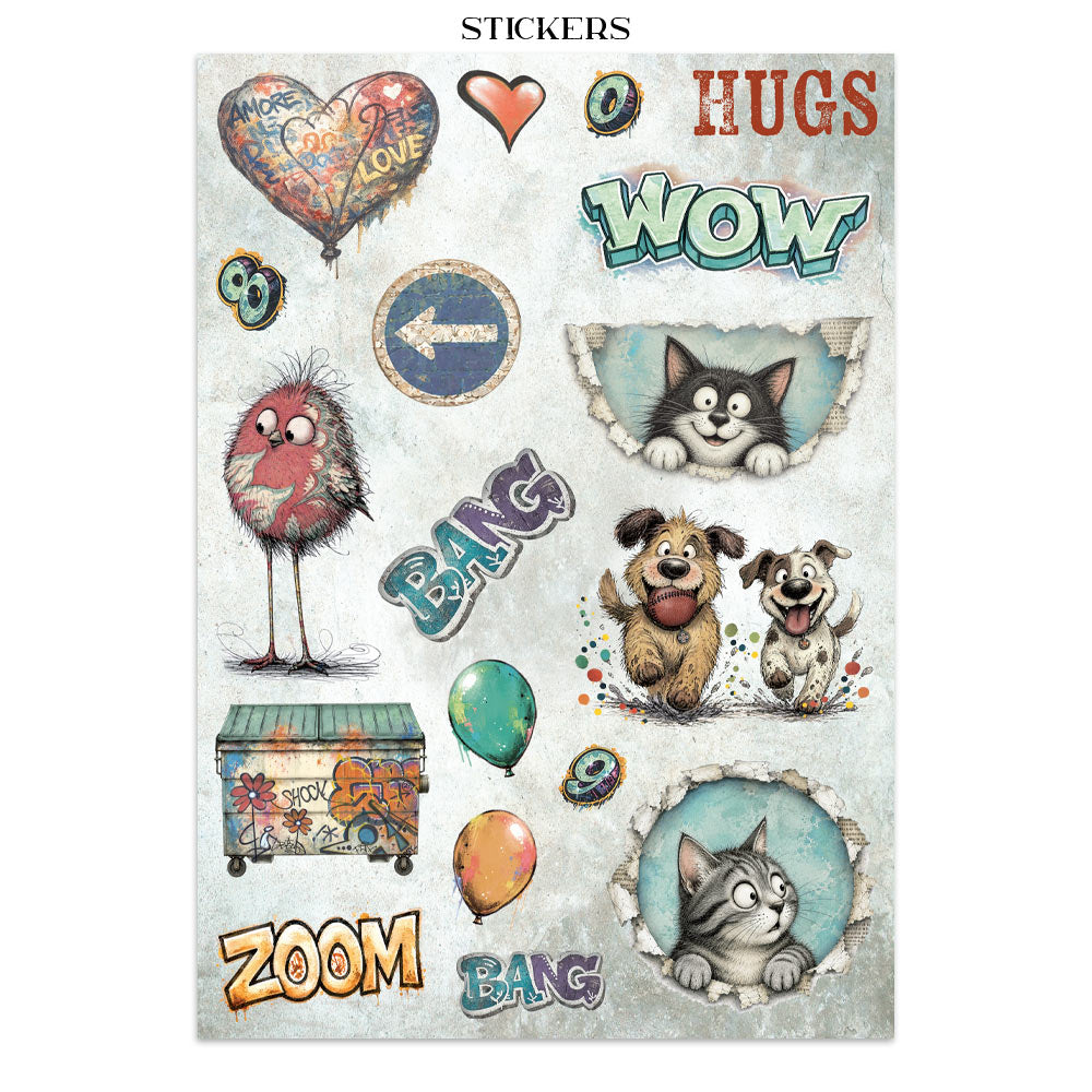 Stamperia Furry Friends 2 Junk Journal Stickers, Backgrounds, Cut-Outs by Antonis Tzanidakis