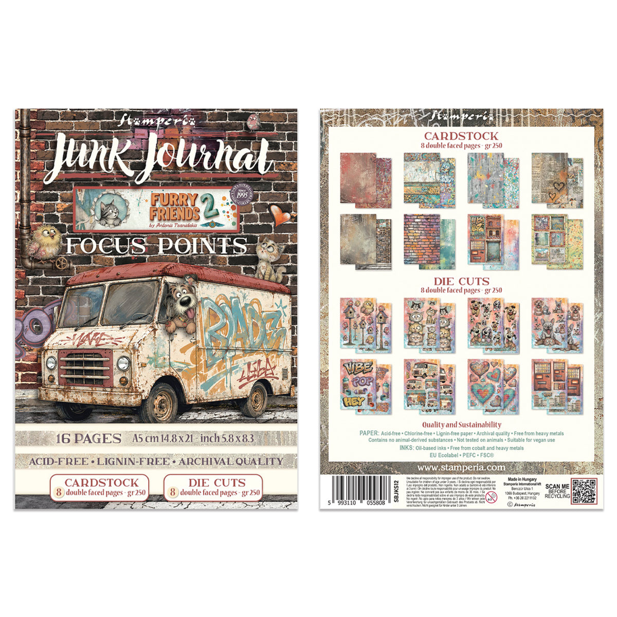 Stamperia Furry Friends 2 Junk Journal A5 Focus Points by Antonis Tzanidakis