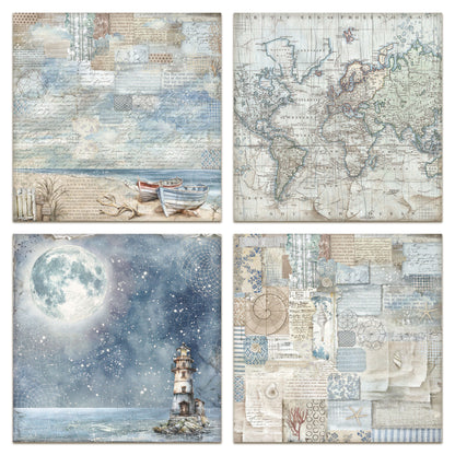Stamperia Silent Sea 12x12 Inch Fabric Sheet (4pcs)