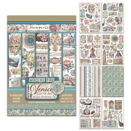 Stamperia Venice City of Art A5 Washi Pad (8pcs)