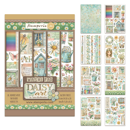 Stamperia Daisy Art A5 Washi Pad (8pcs)