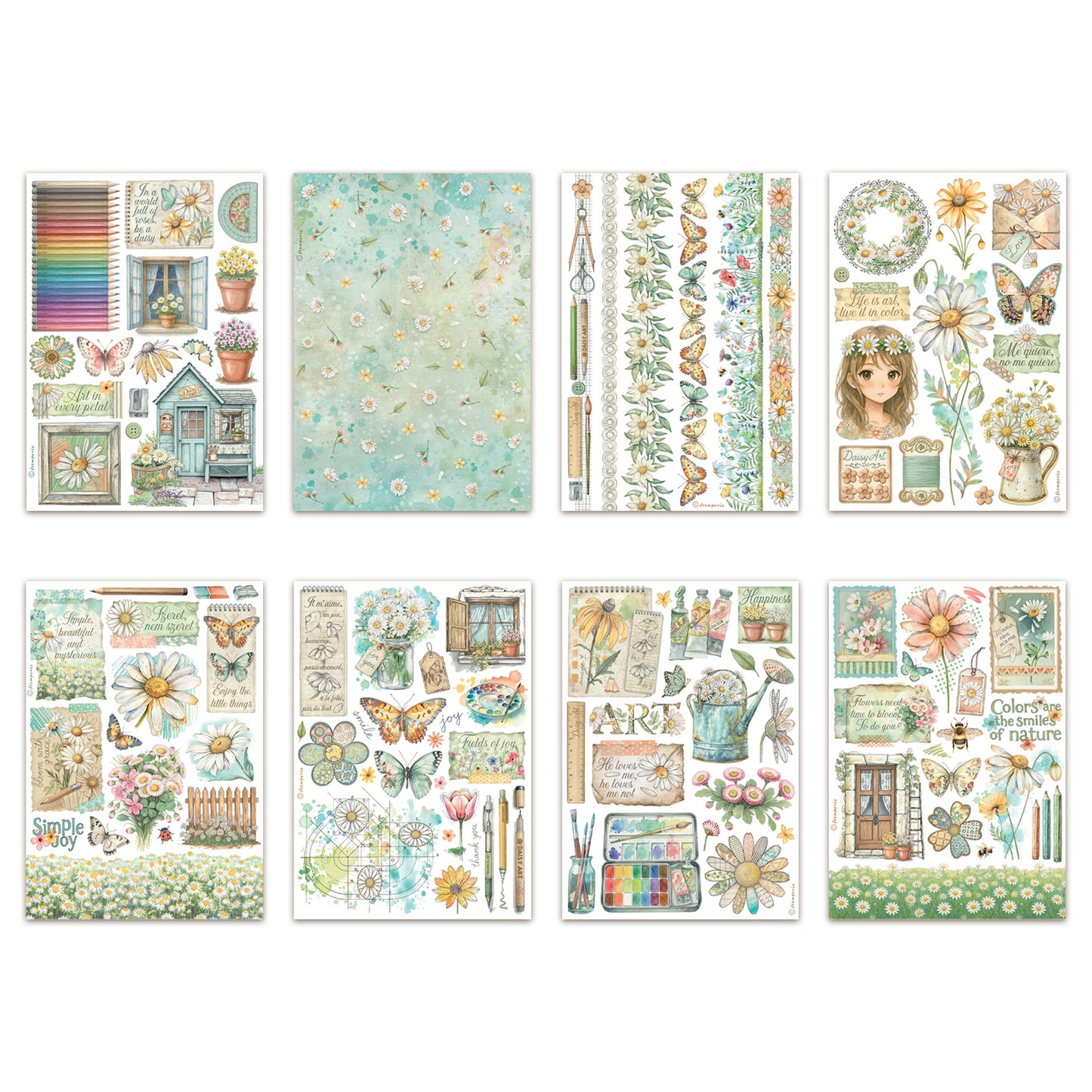 Stamperia Daisy Art A5 Washi Pad (8pcs)
