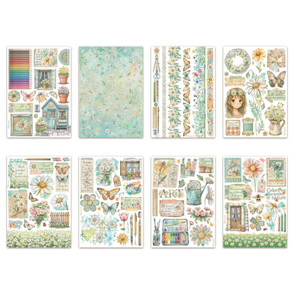 Stamperia Daisy Art A5 Washi Pad (8pcs)