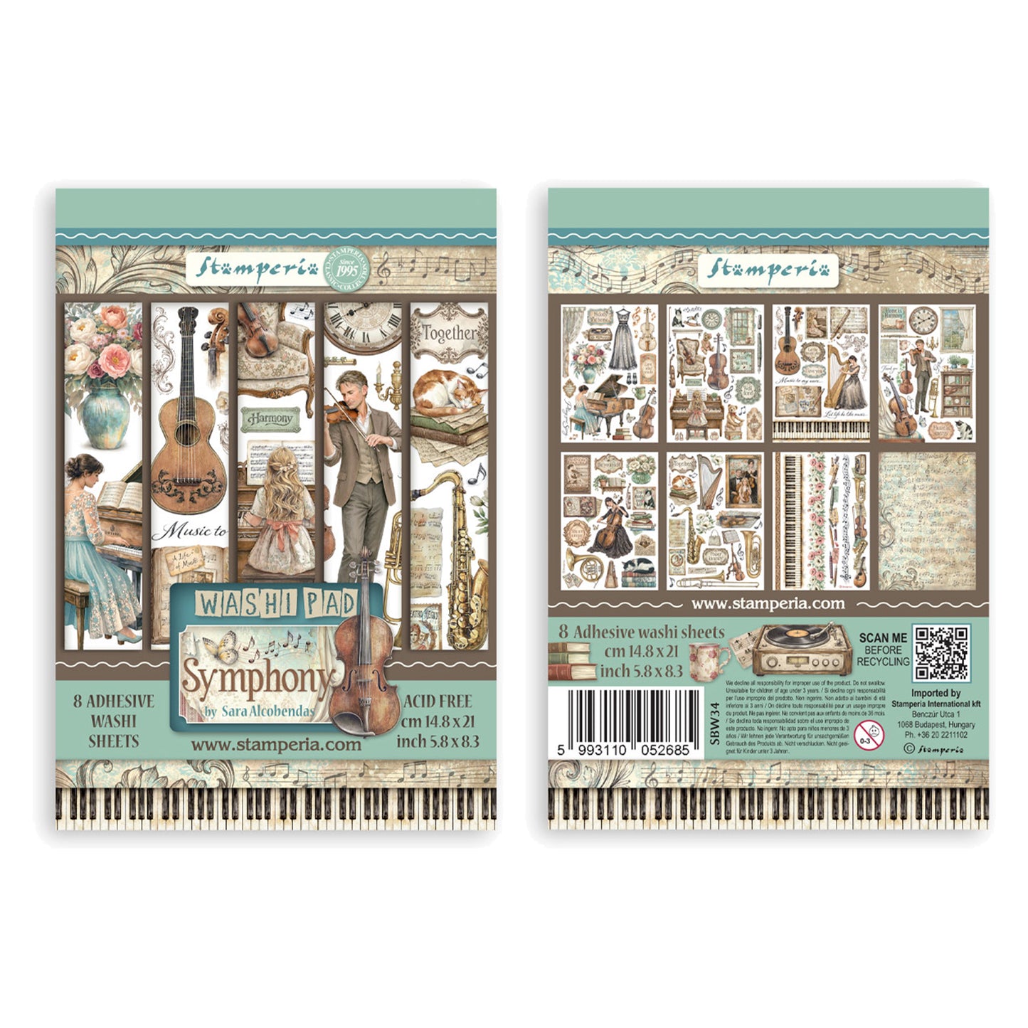 Stamperia Symphony A5 Washi Pad (8pcs) by Sara Alcobendas
