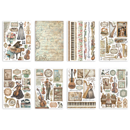 Stamperia Symphony A5 Washi Pad (8pcs) by Sara Alcobendas