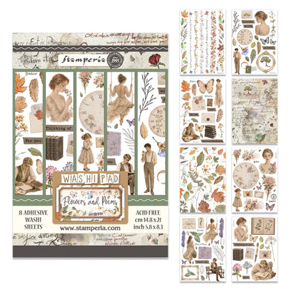 Stamperia Flowers and Poems A5 Washi Pad (8pcs)