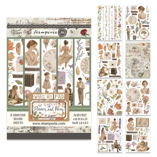 Stamperia Flowers and Poems A5 Washi Pad (8pcs)