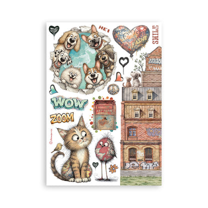 Stamperia Furry Friends 2 A5 Washi Pad (8pcs) by Antonis Tzanidakis Preorder*