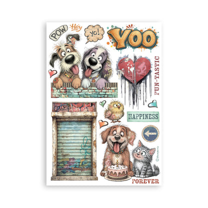 Stamperia Furry Friends 2 A5 Washi Pad (8pcs) by Antonis Tzanidakis Preorder*