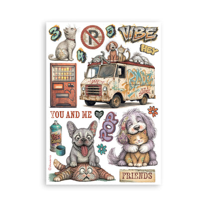 Stamperia Furry Friends 2 A5 Washi Pad (8pcs) by Antonis Tzanidakis Preorder*