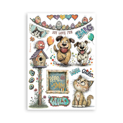 Stamperia Furry Friends 2 A5 Washi Pad (8pcs) by Antonis Tzanidakis Preorder*
