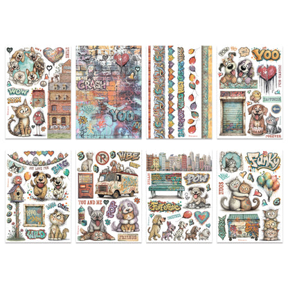 Stamperia Furry Friends 2 A5 Washi Pad (8pcs) by Antonis Tzanidakis Preorder*