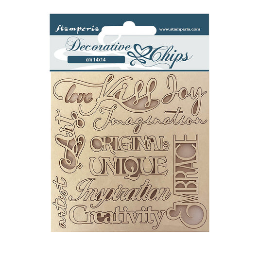 Stamperia 14x14 cm Decorative Chips Klimt Quotes