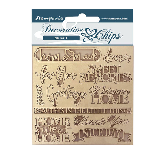Stamperia 14x14 cm Decorative Chips Casa Granada Quotes