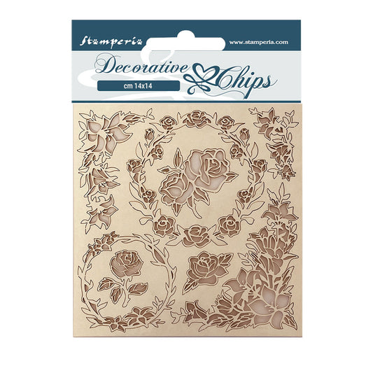 Stamperia 14x14 cm Decorative Chips Casa Granada Roses