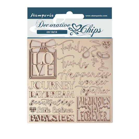 Stamperia 14x14 cm Decorative Chips DayDream Writings
