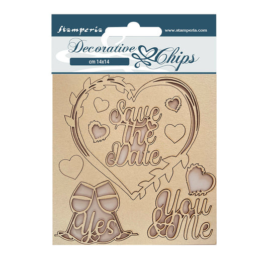 Stamperia 14x14 cm Decorative Chips You And Me Save The Date
