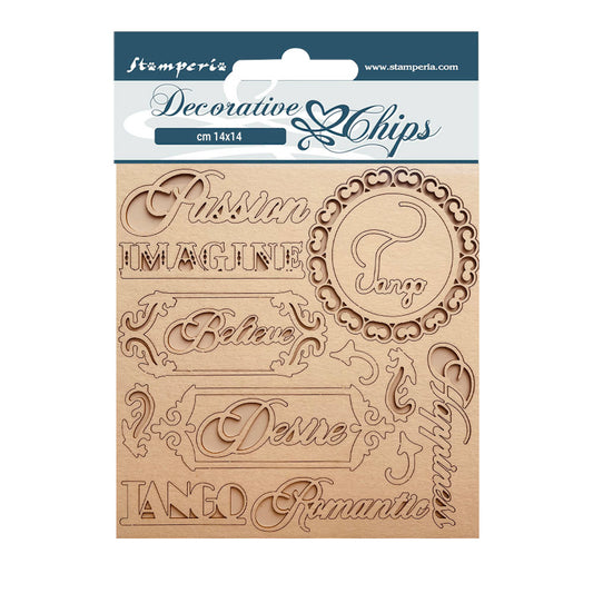 Stamperia 14x14 cm Decorative Chips Desire Writings
