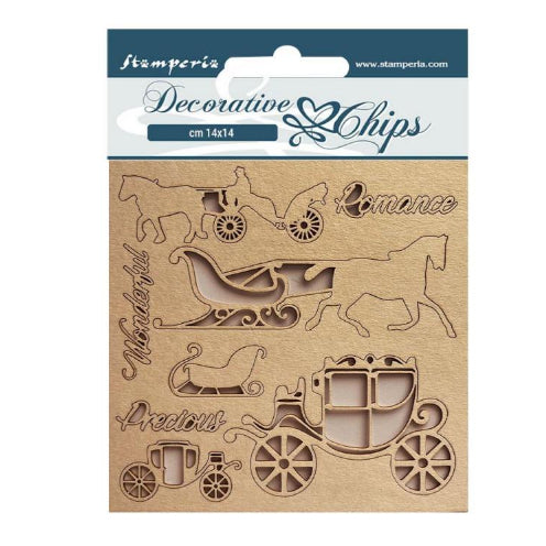 Stamperia 14x14 cm Decorative Chips Sweet Winter Coaches