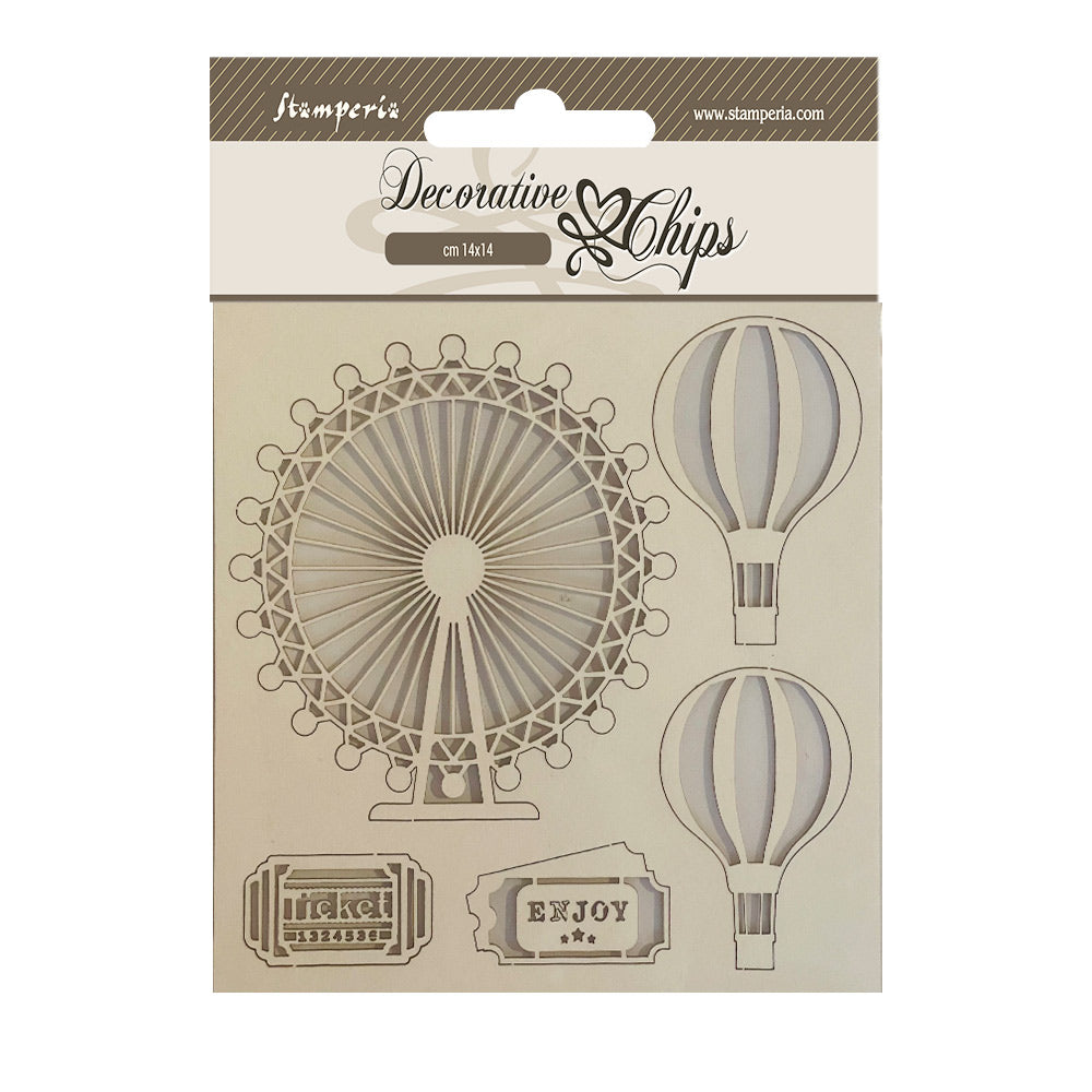 Stamperia 14x14 cm Decorative Chips Around The World Balloons