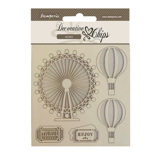 Stamperia 14x14 cm Decorative Chips Around The World Balloons