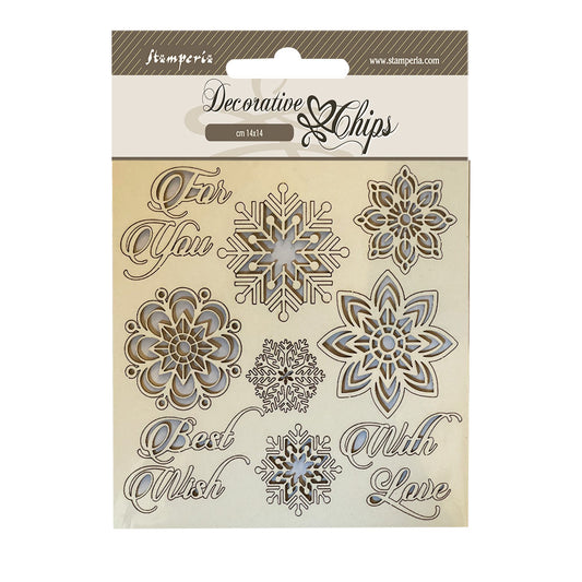 Stamperia 14x14 cm Decorative Chips Snowflakes
