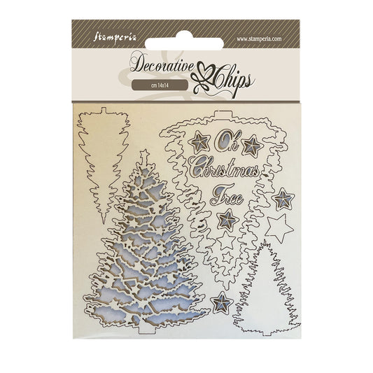 Stamperia 14x14 cm Decorative Chips Christmas Tree