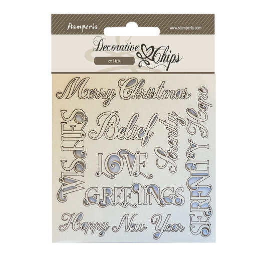 Stamperia 14x14 cm Decorative Chips Christmas Writings